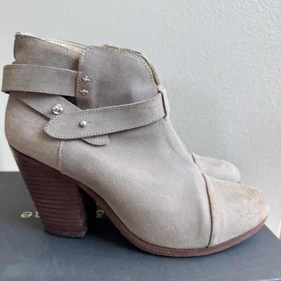 Rag & Bone Harrow Nubuck Suede Ankle Boots Block Heel Stonewall EU 38.5/ 8.5 US - Picture 2 of 12